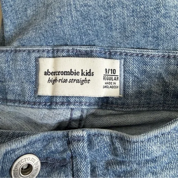 Abercrombie Kids Girls High Rise Straight Jeans Denim Patch Size 9/10 - Picture 3 of 10
